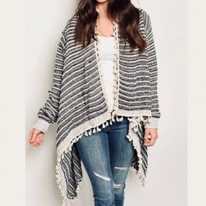 In the beginning waterfall tassel texture cardigan